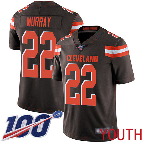 Cleveland Browns Eric Murray Youth Brown Limited Jersey 22 NFL Football Home 100th Season Vapor Untouchable